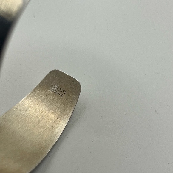 Danecraft sterling silver wide cuff bracelet blue cabochon stone vintage - Picture 8 of 16